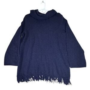 Susan Bristol Wool Blend Fringe Cardigan sweater Purple/Blue 2XL Boho